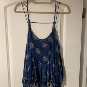 Blue patterned free people swing tank top